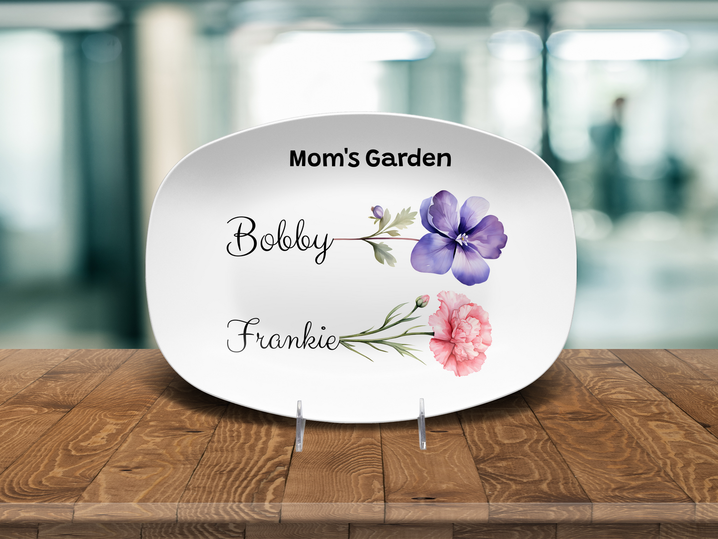 Mom's Garden - Grandma's Garden - Personalized Name & Birth Flower Platter