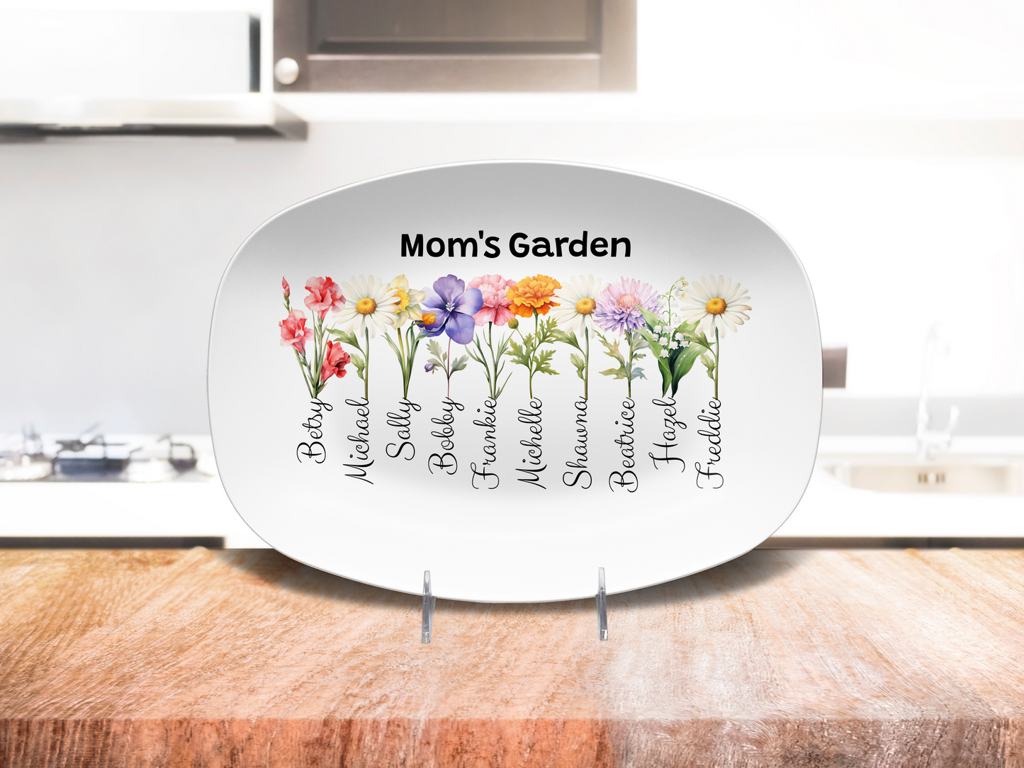 Mom's Garden - Grandma's Garden - Personalized Name & Birth Flower Platter