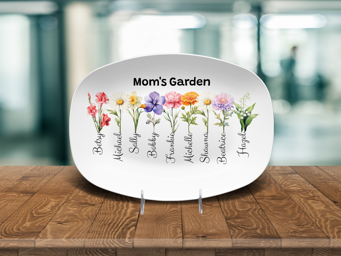 Mom's Garden - Grandma's Garden - Personalized Name & Birth Flower Platter