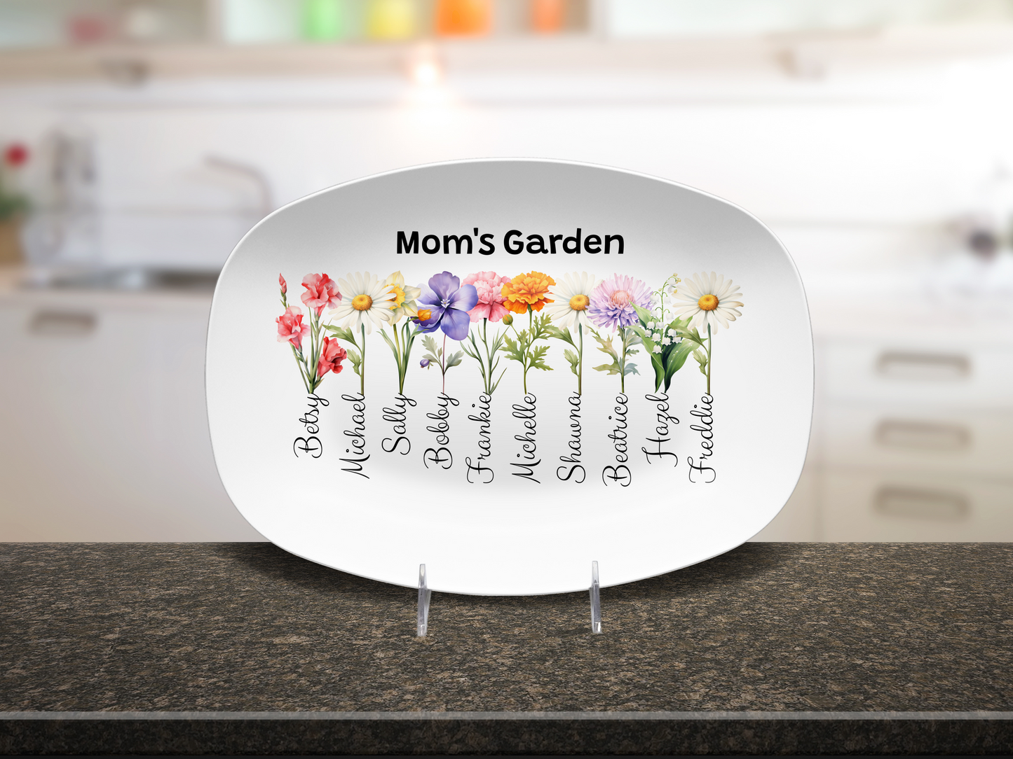 Mom's Garden - Grandma's Garden - Personalized Name & Birth Flower Platter