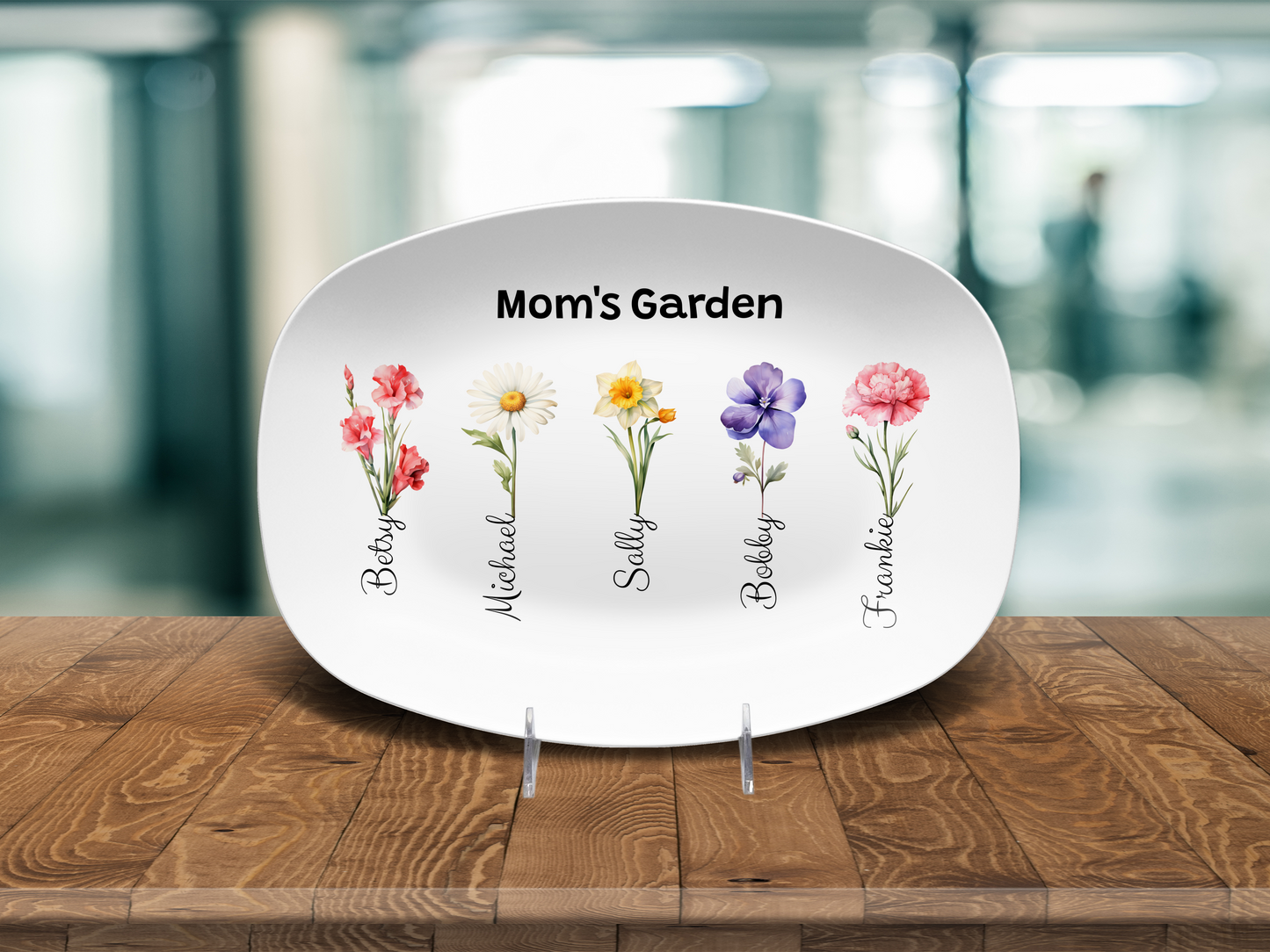 Mom's Garden - Grandma's Garden - Personalized Name & Birth Flower Platter