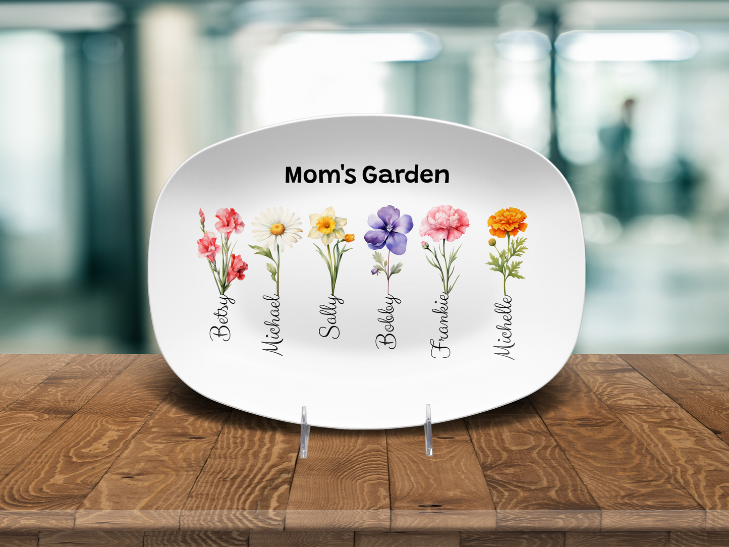 Mom's Garden - Grandma's Garden - Personalized Name & Birth Flower Platter