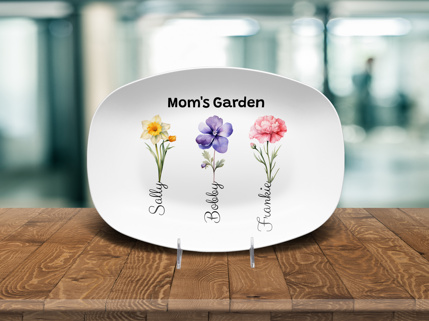 Mom's Garden - Grandma's Garden - Personalized Name & Birth Flower Platter