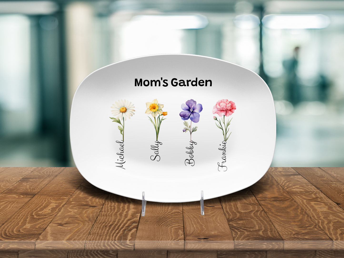 Mom's Garden - Grandma's Garden - Personalized Name & Birth Flower Platter