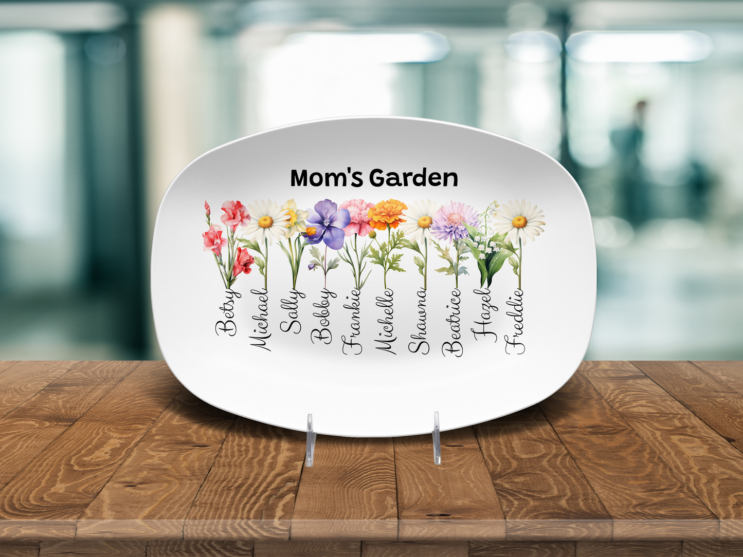 Mom's Garden - Grandma's Garden - Personalized Name & Birth Flower Platter