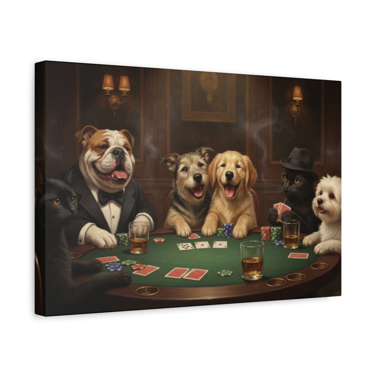 Personalized 2 Pets Playing Poker - Canvas Print