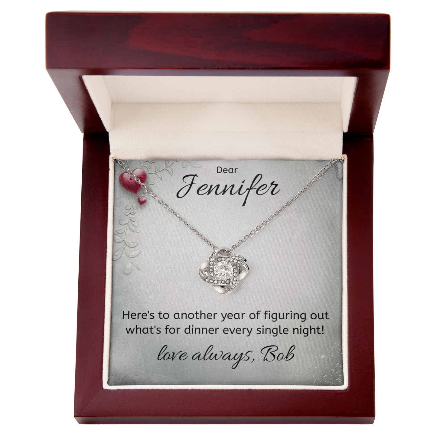 Personalized Message Card - Necklace - Luxury Box - Dinner