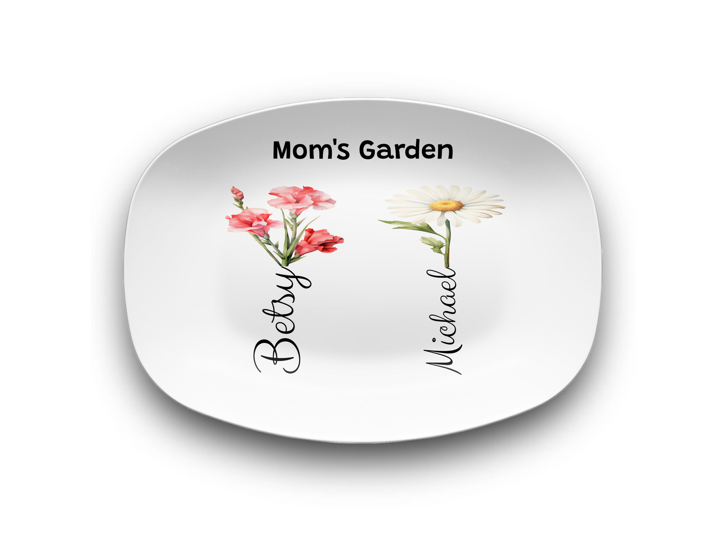 Personalized Mom’s Garden Birth Flower Serving Platter with Family Names