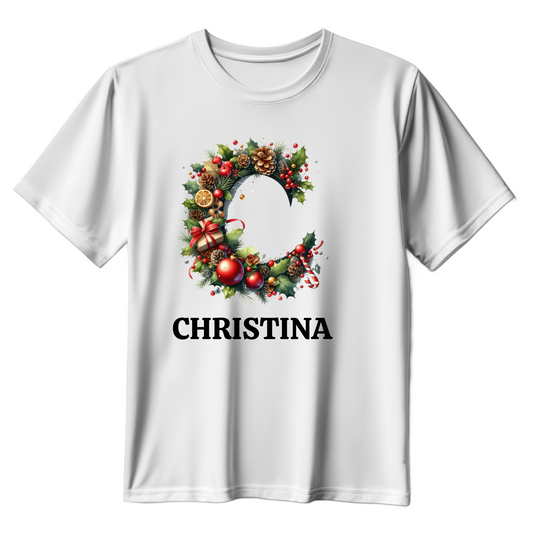 Personalized Christmas Name & Initial T-Shirt