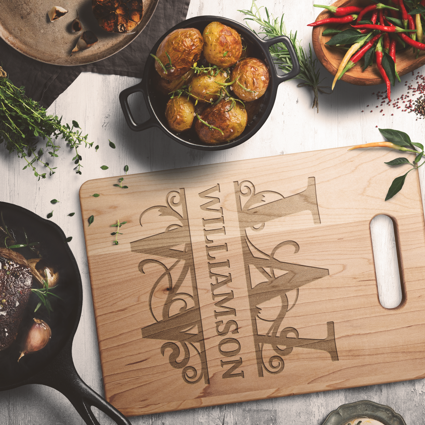 Split Letter Monogram Cutting Board