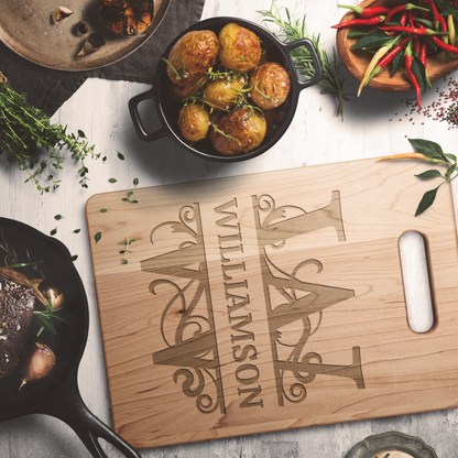 Split Letter Monogram Cutting Board