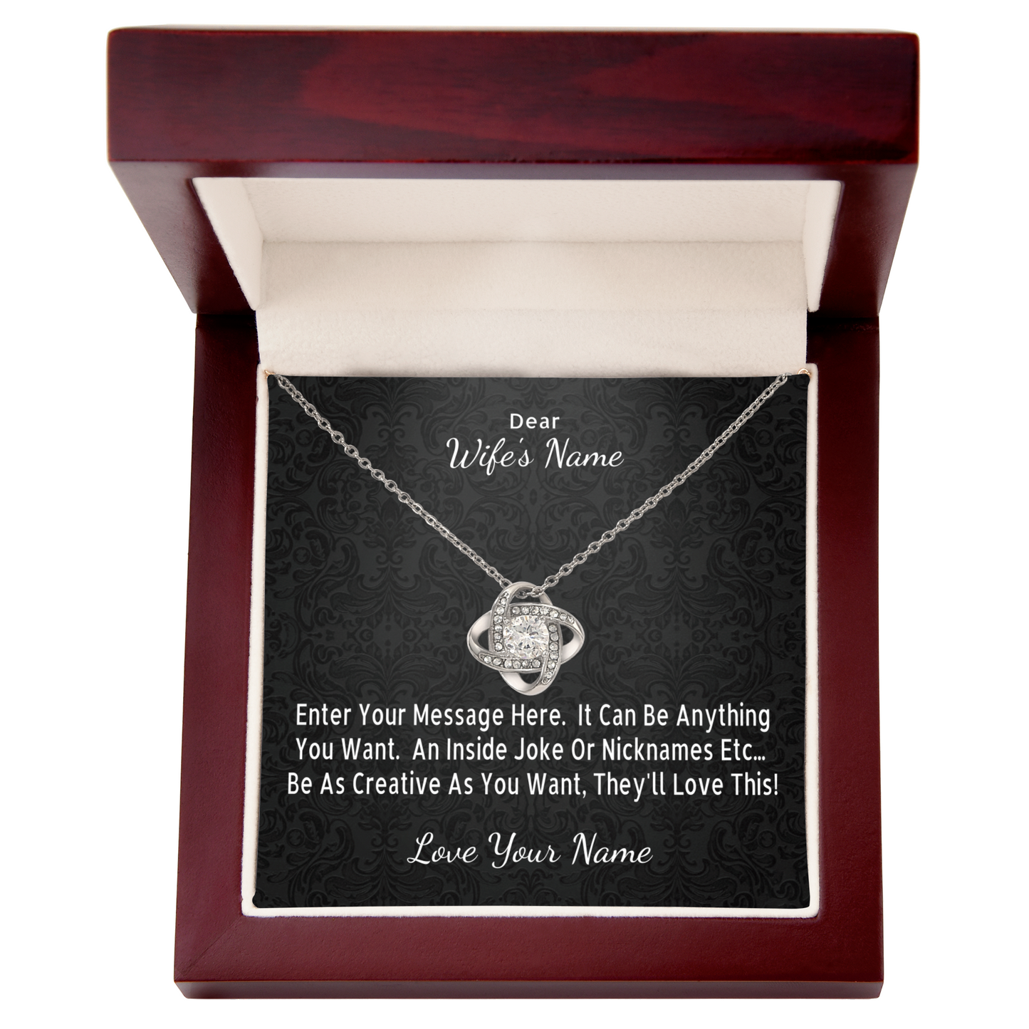 Fully Personalized Message Card, Necklace & Luxury Box