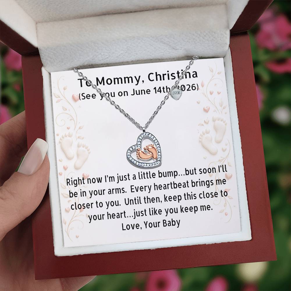 Baby Feet Heart Necklace