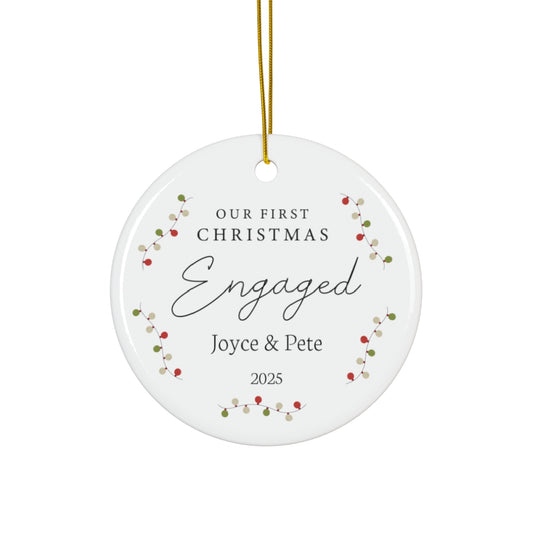 Our First Christmas Engaged Personalized Ornament