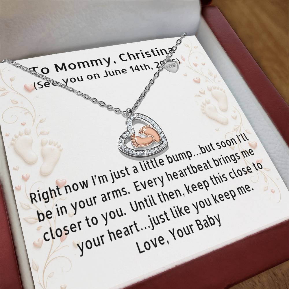 Baby Feet Heart Necklace