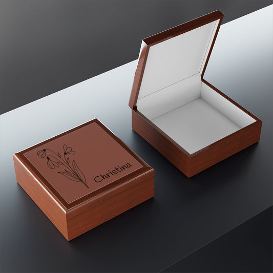 Personalized Name & Birth Flower Jewelry Box