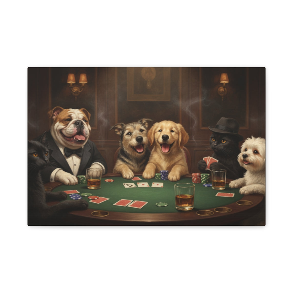 Personalized 2 Pets Playing Poker - Canvas Print