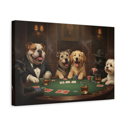 Personalized 2 Pets Playing Poker - Canvas Print